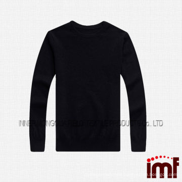 Plain Solid Color Black Mongolian Knitting Cashmere Sweater for Men